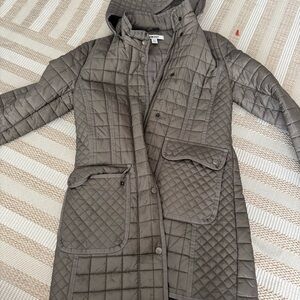 DKNY Quilted Hooded Jacket in Gray xs